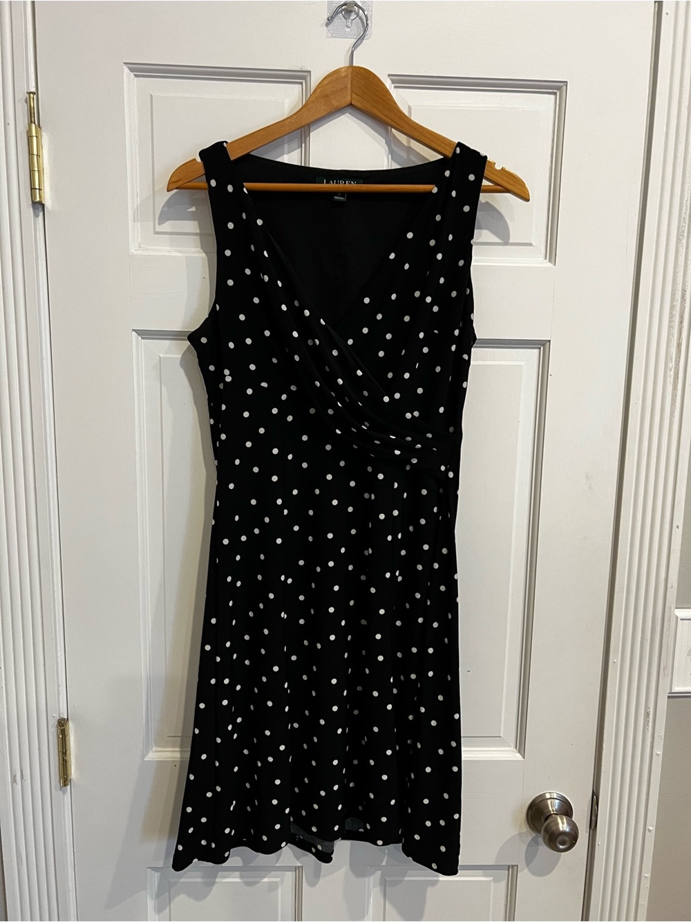 Lauren Ralph Lauren Black White Polka Dot Dress Size 10
